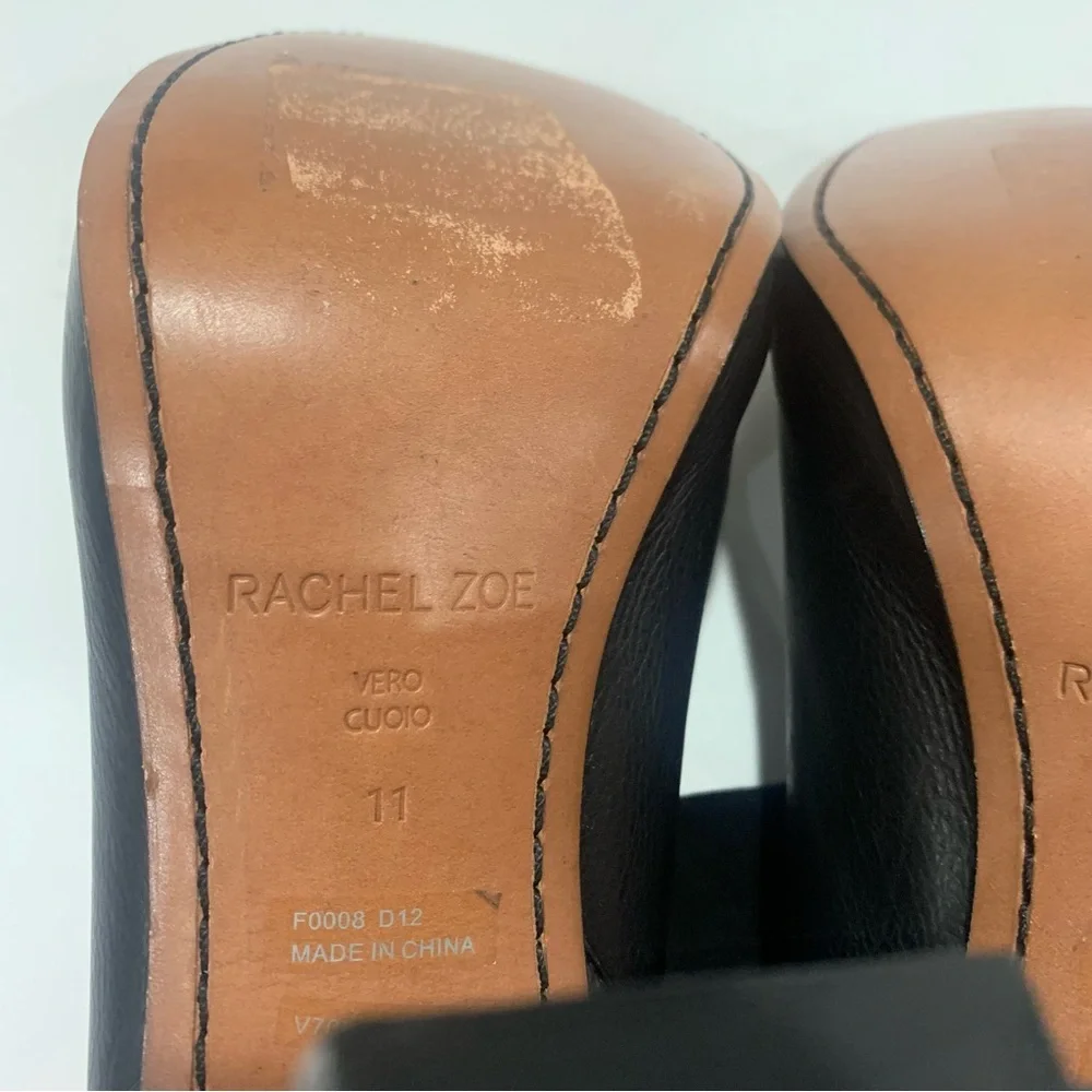 RACHEL ZOE size 11 mid calf height black leather and suede boot buckle detail - Picture 12 of 16